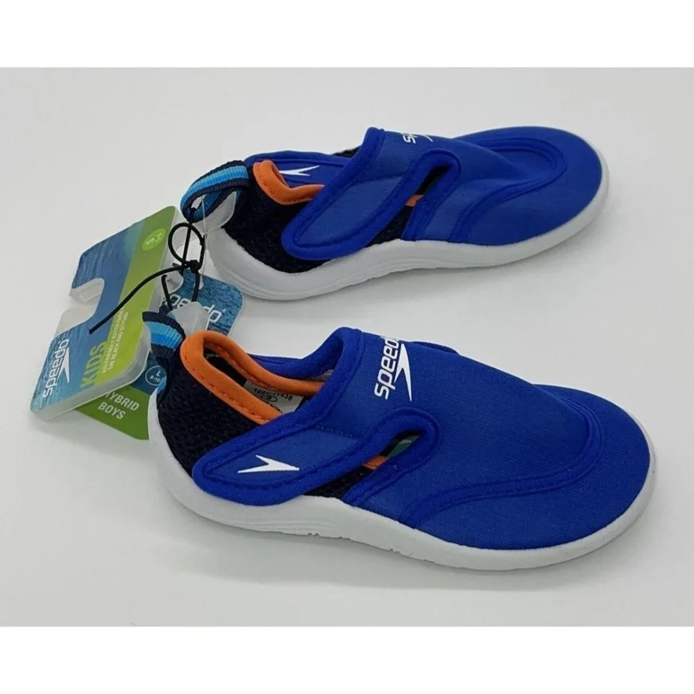 NWT Speedo Boys Kids Small 5/6 Hybrid Water Shoes Blue White